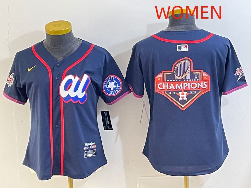 Women 2025 Houston Astros Blank Drak Blue All star Nike MLB Jersey style 09->women mlb jersey->Women Jersey